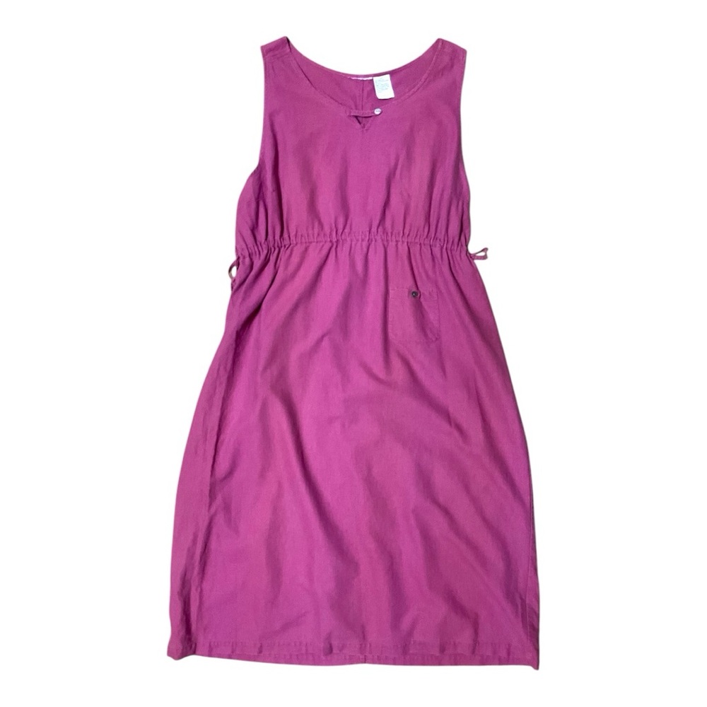 πβ Womenβs Pink Linen Maxi Dress Sz 2X Adjustable Waist Pockets Lightweight - Picture 8 of 9